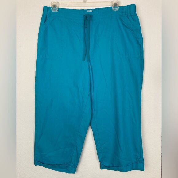 Kim Roger’s Turqoise Blue Pants w/ comfort waist, convertible length - Picture 1 of 9
